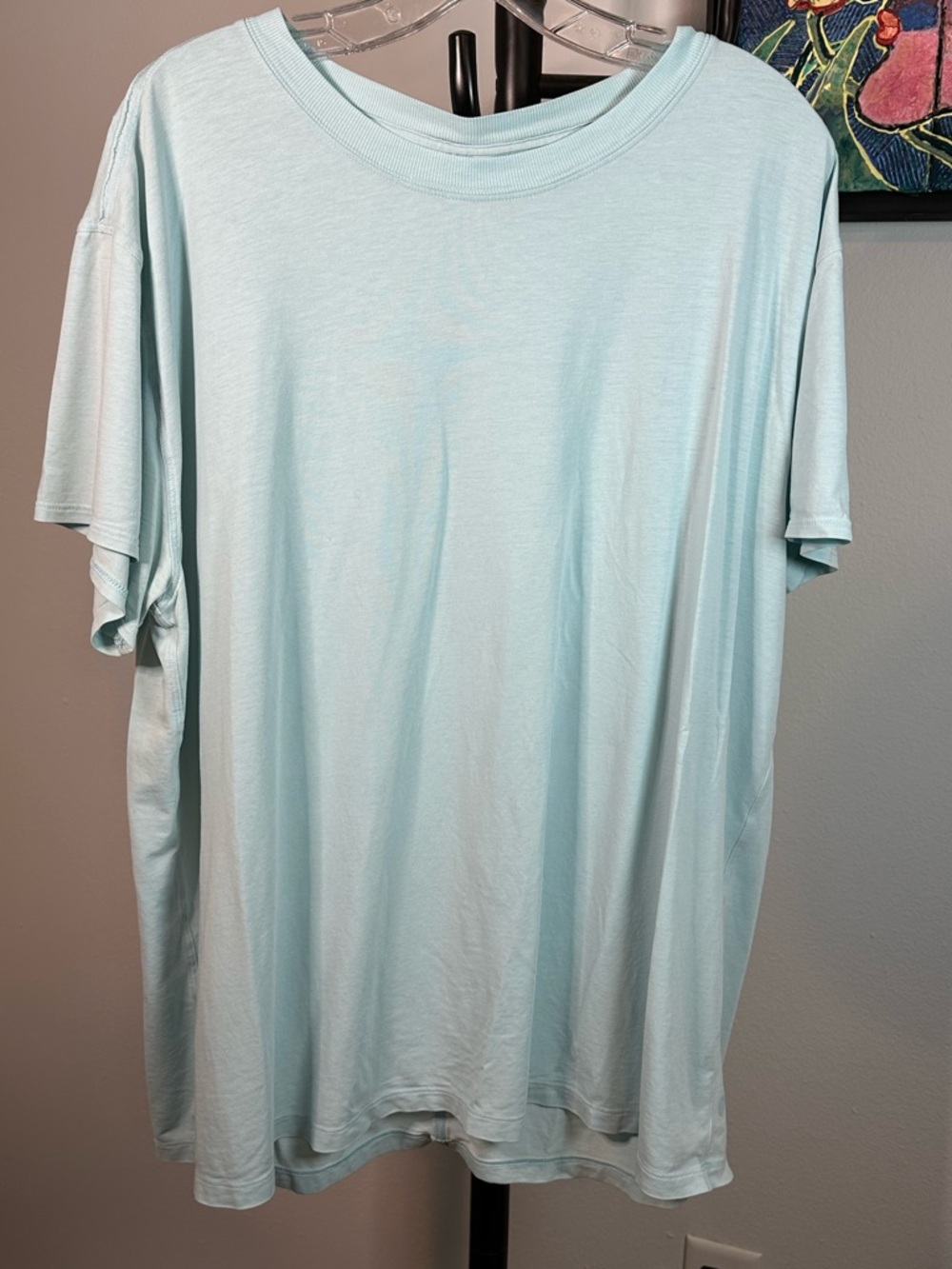 Lululemon All Yours cotton crewneck T-shirt in aqua.  Size XL. Good condition.